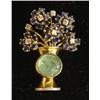 Image 1 : FLOWER POT PIN, 18k gold with sapphires and d