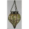 Image 1 : HANGING LEADED GLASS HALL LAMP, 14" high excl