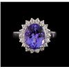 Image 2 : 5.03 ctw Tanzanite and Diamond Ring - 14KT White Gold