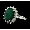 Image 1 : 5.55 ctw Emerald and Diamond Ring - 14KT White Gold