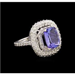 14KT White Gold 3.18 ctw Tanzanite and Diamond Ring