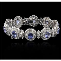 14KT White Gold 11.11 ctw Tanzanite and Diamond Bracelet