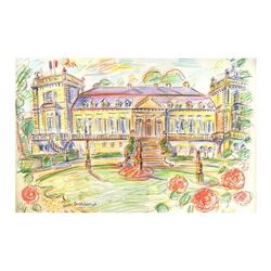 Wayne Ensrud "Chateau Ducru-Beaucaillou (Bordeaux)" Pencil Original Artwork; Han