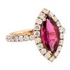 2.99 ctw Marquise Brilliant Rubellite And Round Brilliant Cut Diamond Ring - 14K