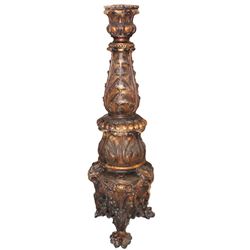 Massive Antique Carved Gilt Wood Pedestal