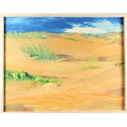 Signed Sand Dune Landscape, Oil on Panel