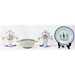 4 Henriot-Quimper French Porcelain Pieces