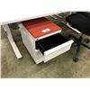 Image 2 : RED AND WHITE KNOLL PADDED TOP, 2  DRAWER MOBILE PEDESTAL