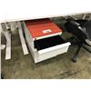 Image 2 : RED AND WHITE KNOLL PADDED TOP, 2 DRAWER MOBILE PEDESTAL