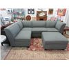 Image 1 : 4 Piece Grey Fabric Sectional plus Large Ottoman