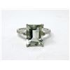 Image 1 : 2.9 CT Green Amethyst & Diamond Ring