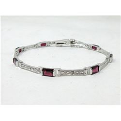 Multi Garnet & Diamond Tennis Bracelet