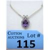 Image 1 : Sterling Silver Amethyst & Diamond Pendant