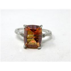 Sterling Silver Azotic Topaz & Diamond Ring