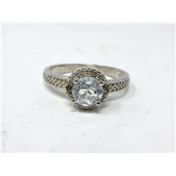 White Topaz & Diamond Solitaire Ring