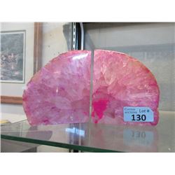 Large Pink Brazilian Agate Crystal Bookend Set