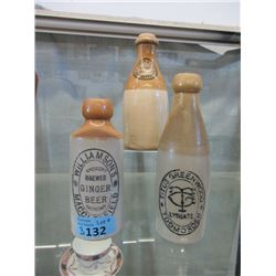 3 Vintage 7  Pottery Beer & Ginger Beer Bottles