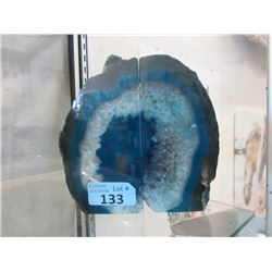 Large Blue Brazilian Agate Crystal Bookend Set