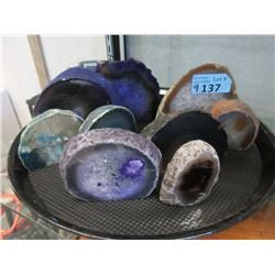 9 Polished One Side Agate & Agate Crystal Pieces