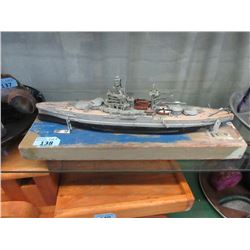 17" Boat Model on Wood Base - As is