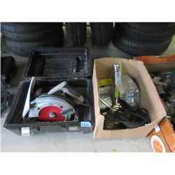 Porter Cable Skilsaw & Box of Tools