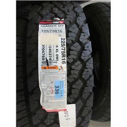 1 New General Grabber AT2 Tire - 225/75R16