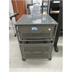 Rolling Metal 2 Drawer Storage Unit