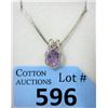 Image 1 : New Amethyst & Diamond Sterling Silver Pendant