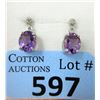 Image 1 : New Sterling Silver Amethyst & Diamond Earrings