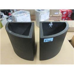 2 New 9" Tall Black Ficonstone Corner Planters