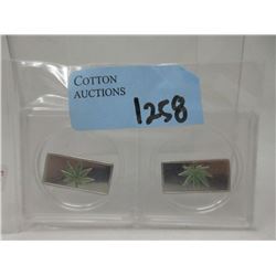 Two 1/4 Troy Oz. Fine Silver Marijuana Leaf Bars