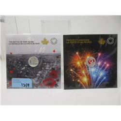 Two 1/4  Oz. .9999 Fine Silver 2017 Canadian Coins