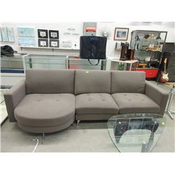 9' Brown Fabric Upholstered Sectional Sofa