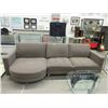 Image 1 : 9' Brown Fabric Upholstered Sectional Sofa