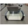 Image 1 : Glass Topped Coffee Table with PU Leather Base