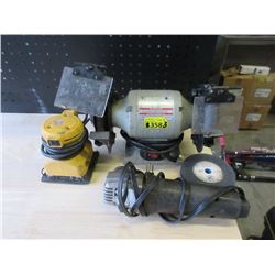 Bench Grinder, Palm Sander and Hand Grinder