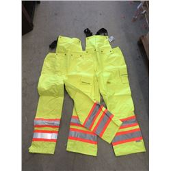 2 New 2 XL Lime Hi-Viz Safety Bib Overalls