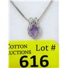 Image 1 : New Amethyst & Diamond Sterling Silver Pendant