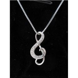 2 New Sterling Silver Treble Clef Necklaces