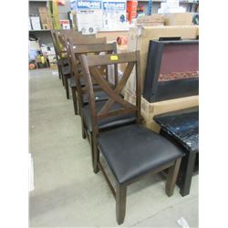 6 Matching Brown Dining Chairs with Black Seats