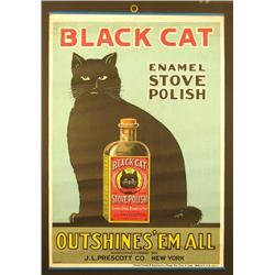 Black Cat Stove Polish Paper Sign
