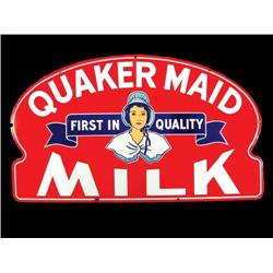 Quaker Maid Milk Die Cut Porcelain Sign