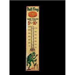 Bull Frog Shoe Polish Tin Thermometer