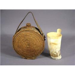 Basket Weave Canteen / Scrimshaw Cup