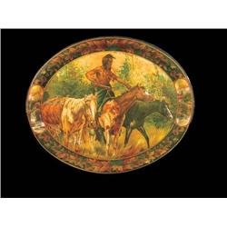 Stock Tin Serving Tray, Indian