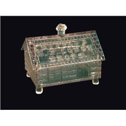 Glass Log Cabin Cough Drop Dispenser