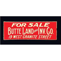 Butte Land and Investment Co. Tin Sign