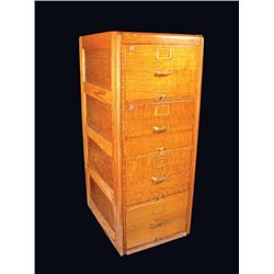 Four Drawer Oak File Cabinet