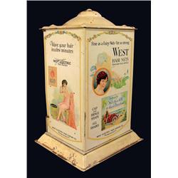 West Hair Nets Tin Store Display