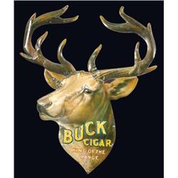 Buck Cigar Die Cut Embossed Tin Sign